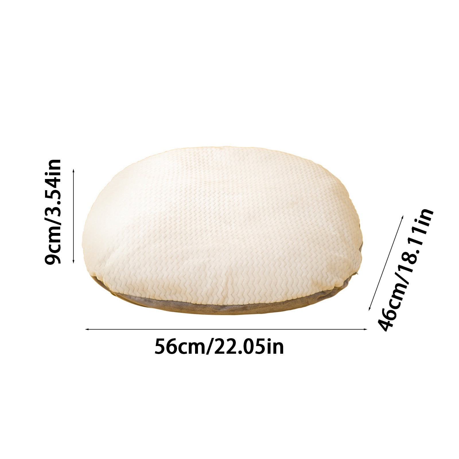 Round Orthopedic Dog Bed Mat, 22.05x18.11x3.54in Detachable Washable Plush Pet Cushion with Non-Slip Bottom, All Season Warm Dog Kennel Mat for Medium Dogs & Cats