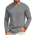 thumbnail image 5 of GrmtClth Shirts for Men Soft Striped Raglan Long Sleeve Crewneck Pullover Retro Autumn Leisure Walking Shirts Black XL, 5 of 5