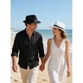 thumbnail image 2 of Gustave 4 Pack Short Brim Fedora Straw Hat for Men Women Classic 1920s Trilby Panama Hat Beach Sun Hat for Summer Casual Travel Gatsby Party, 2 of 7