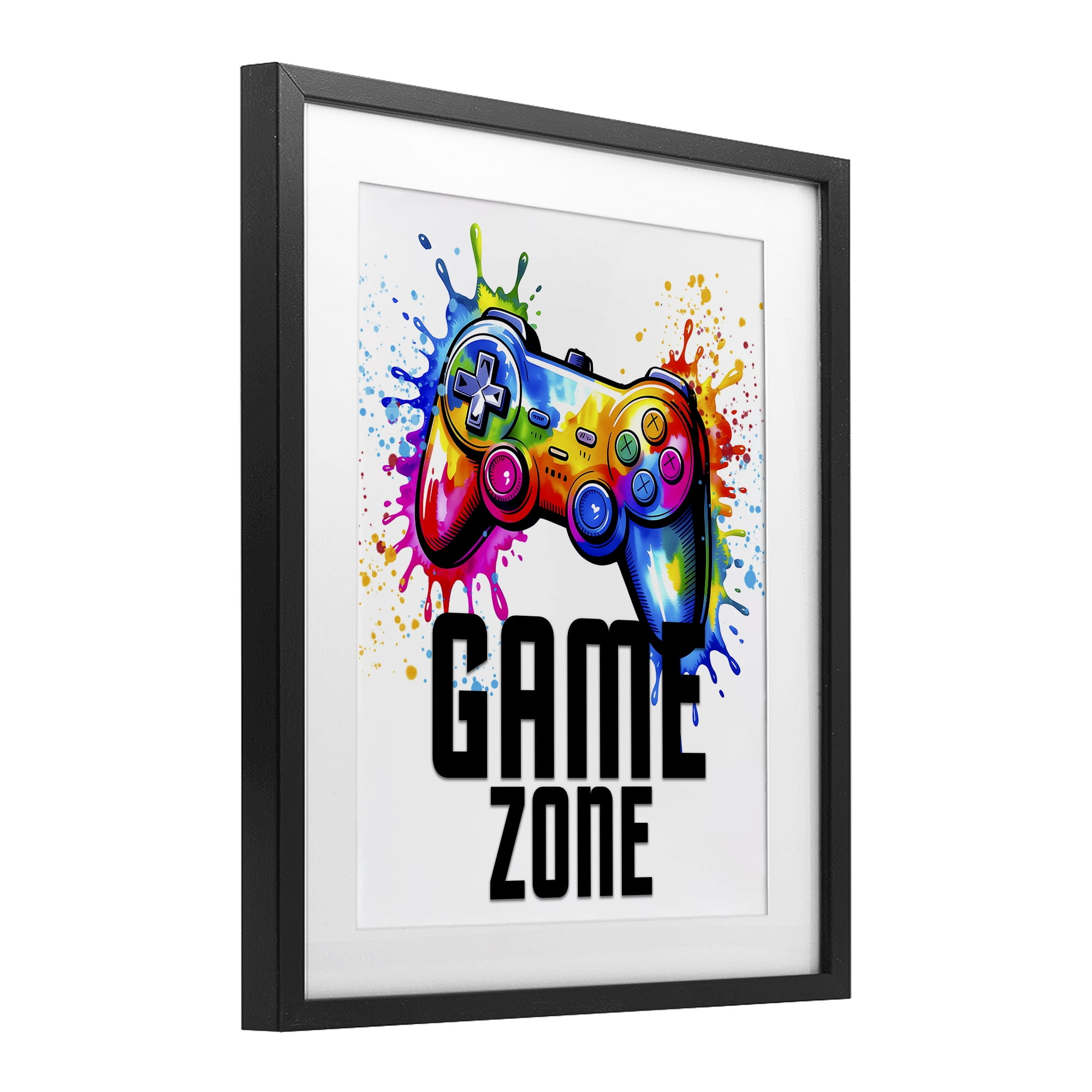 Stupell Industries Game Zone Bright Splash Black Framed Print Under Glass, design by Kim Allen
