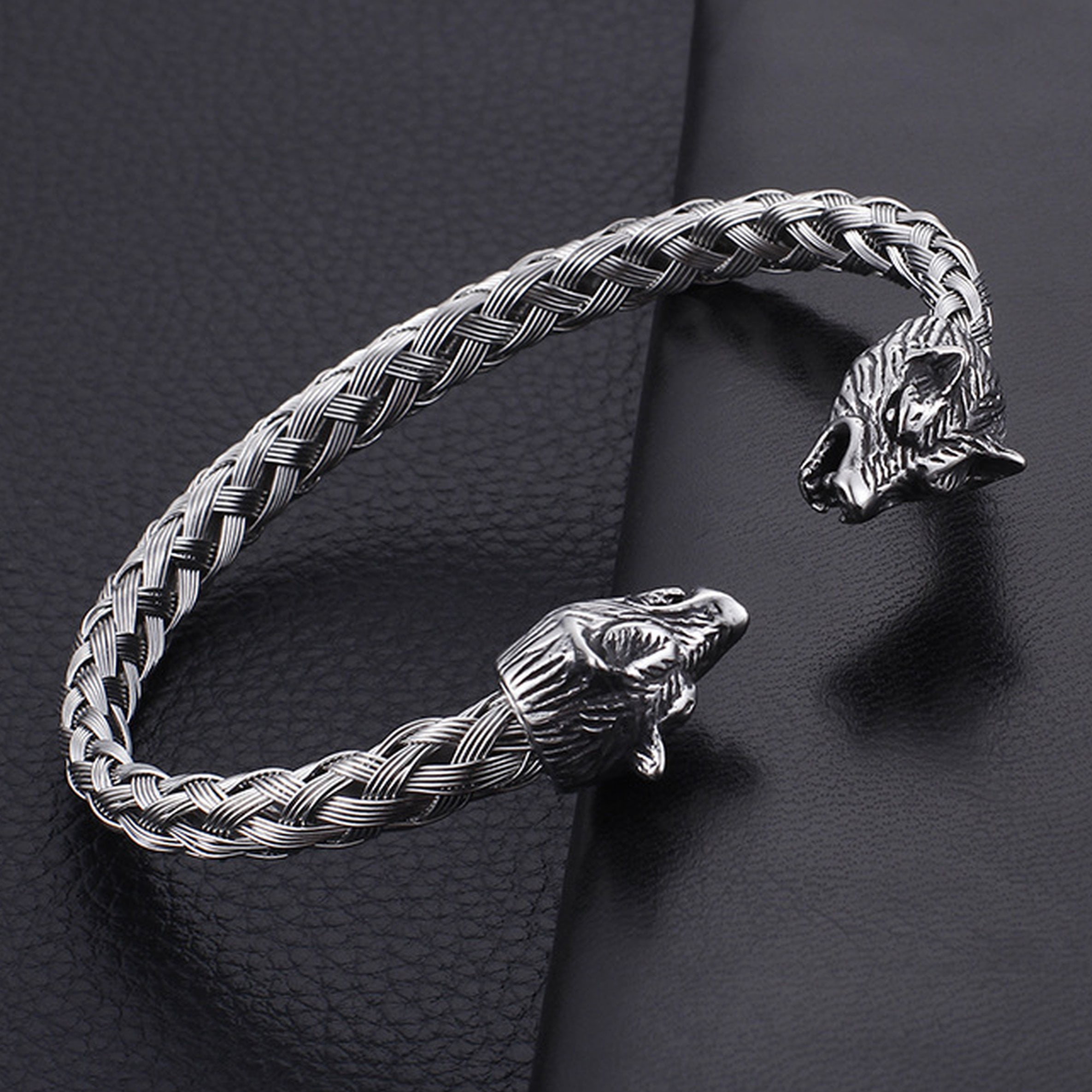 Wolf Bracelet Leather Rope Chain Double Wolf Bite Bracelet for Men's Amulet  Jewelry Gift - AliExpress
