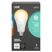 Feit Electric LED 33 Watt (300 Watt Eq.) Color Selectable Light Bulb, A23, Medium Base, Non-Dimmable