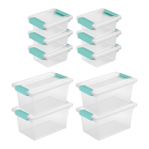 Caja de Almacenamiento con Clip Sterilite Miniatura y Mediana Paquete de 10