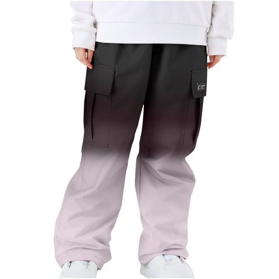 Penkiiy Womens Mens Baggy Ski Insulated Pants Waterproof Cargo Snow Pants Snowboard Outdoor Hiking Pants for Winter Sports XL Black