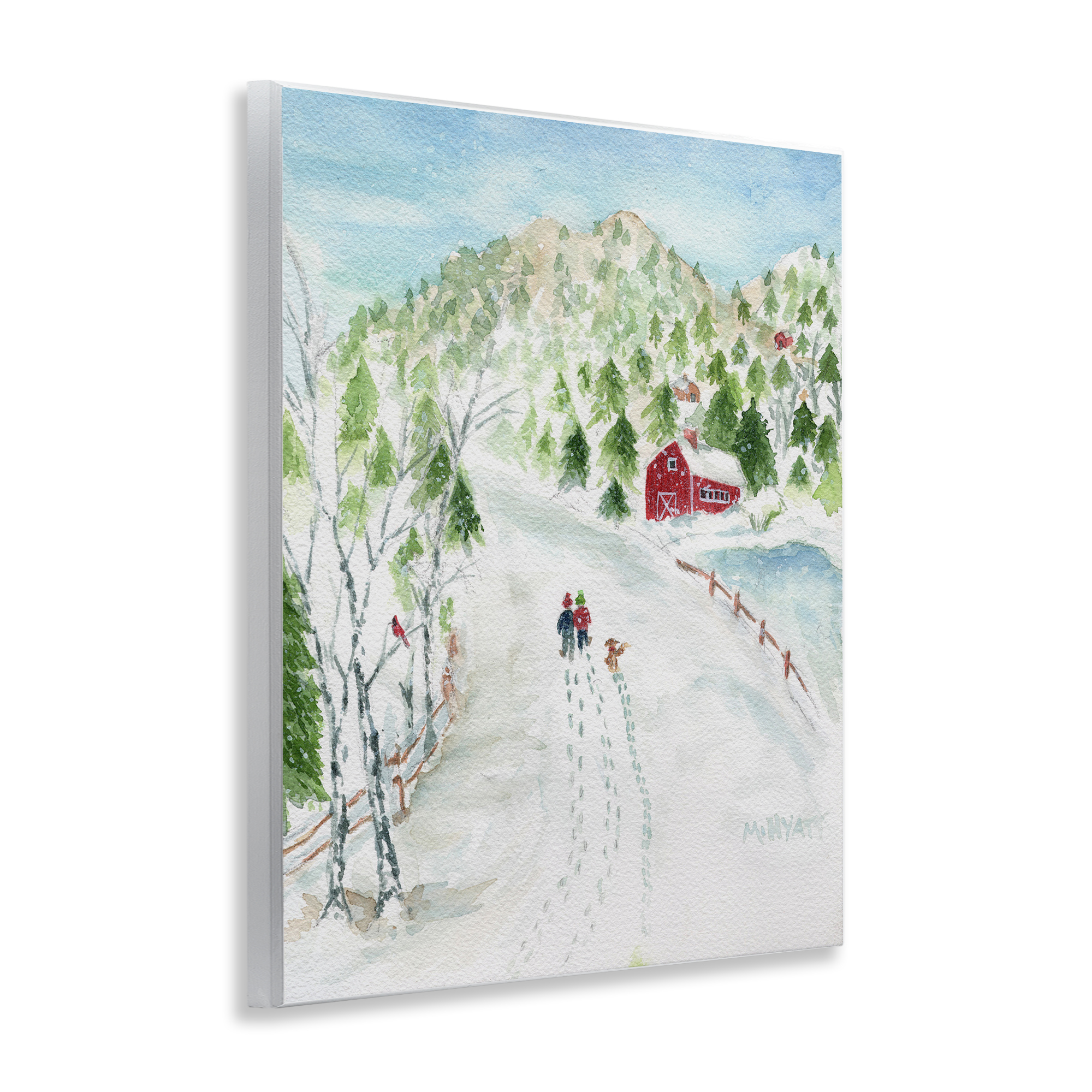 Stupell Industries Steps in Country Snow Holiday Painting Unframed Art Print Wall Art, 11 x 14