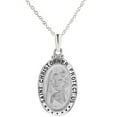 thumbnail image 1 of Collier Pendentif Médaillon Ovale en Argent Sterling St. Christopher, 18 Pouces, 1 of 1