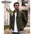 thumbnail image 2 of TACVASEN Men's Work Cargo Jacket Multiple-pockets Stand Collar Zip Up Windproof Bomber Jacket Autumn Outdoor Biker Coat, 2 of 5