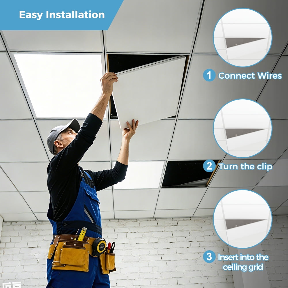 4 Pack 2x2 LED Drop Ceiling Flat Panel Light - 5CCT/5Wattage Selectable 5500LM Dimmable 120-277V for Commercial Home Use