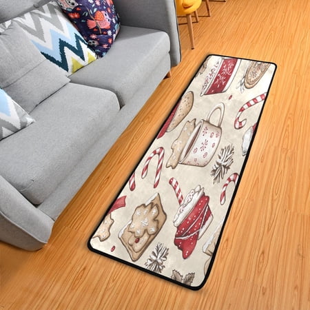 Holiday Themed Treats Elegant Area Rug 72" x 24" Non-Slip Polyester with Cotton Padding