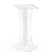 FixtureDisplays® Podium Clear Ghost Acrylic w / White Cross1803-310 Easy Assembly Required