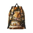 thumbnail image 2 of Rateoe Modern Floral Guinea Pig Pattern Canvas College Laptop Backpack,Travel Daypack,Durable Rucksack Travel Notebook Bag School Backpack Book Bag for Men Women-Small, 2 of 7