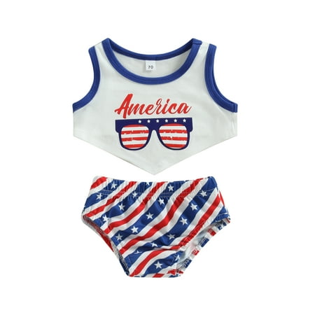 

Bagilaanoe 4th of July Clothes for Newborn Baby Boys Sleeveless Letter Print Tank Tops + Stripes Shorts 6M 12M 18M 24M Infant Independence Day Outfits 2pcs Short Pants Set