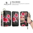 thumbnail image 4 of for iPhone XS / X Case with Wrist Strap, Detachable Wallet [Compatible with Magsafe] RFID Blocking Card Holder Slots Magnetic PU Leather Zipper Purse Cover with Ring Hook for Women,Black, 4 of 14