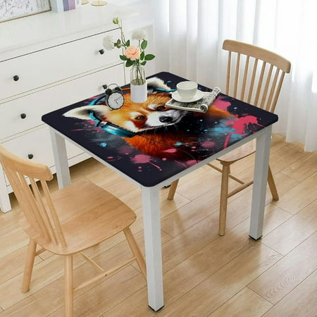 

QFMY Red Panda Square Tablecloth 100% Polyester Fiber Dining Table Cover Oil Resistant Wrinkle Resistant 40*40