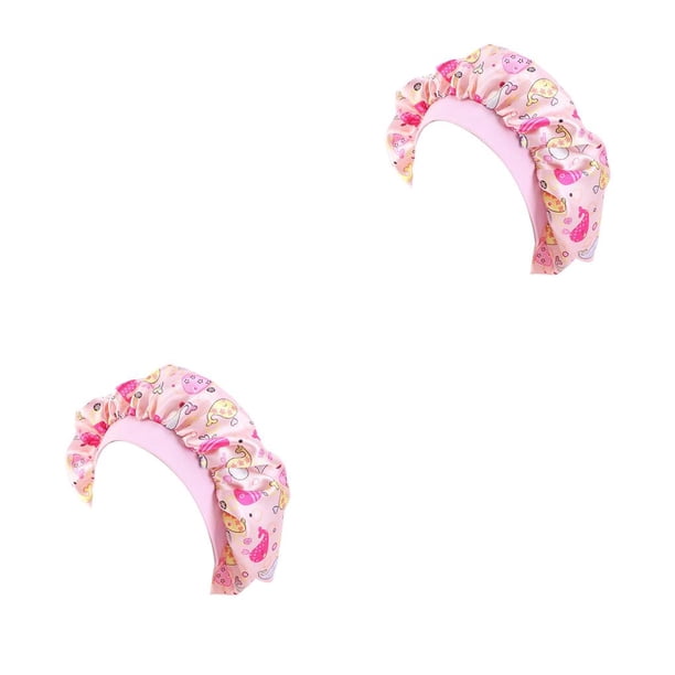Minnieouse Gorro de satén para adolescentes y niños pequeños, elástico, a la moda, suave, para la cabeza, gorros de dormir de satén rosa delfín 2piezas Minnieouse CBP193544