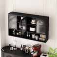 thumbnail image 3 of 47.25"Glass Wall Cabinet, Metal Storage Cabinet with 4 Doors and Open Storage Shelves, Wall-Mounted, Kitchen Pantry Cabinet for Kitchen, Living Room, Bathroom, 3 of 7