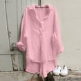 thumbnail image 1 of AherBiu Chemises en Lin pour Femmes Bouton Manches Longues Col Rabattu Pull Ample Décontracté Léger Classique Tops d'Automne, 1 of 8