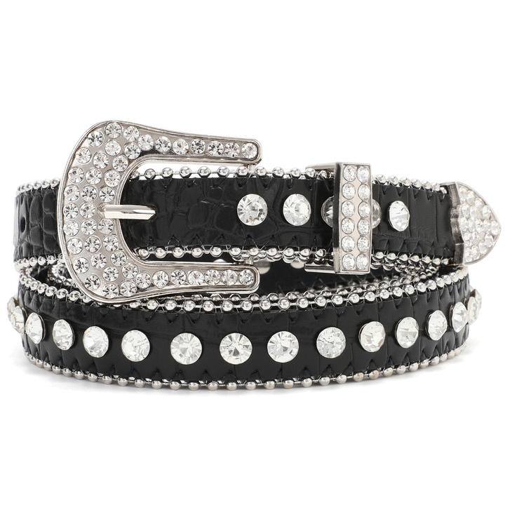 JASGOOD Western Belt for Women Men,Rhinestone Shining Diamond Cowgirl