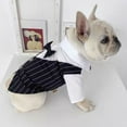 thumbnail image 6 of Happy Date Dog Shirt Pet Tuxedo Clothes, Suit Bow Tie Costumes, Dogs Formal Apparel Outfit with Blue Tie, Puppy Prince Wedding Bow Tie Gentleman Jacket for Small Medium Dogs Cats, Cosplay, 6 of 7