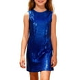 thumbnail image 2 of Huowey Girls Sleeveless Sequins Dress Round Neck Tank Gradient Party Performance Stylish Dancewear Dresses,Blue,10-11 Years, 2 of 4