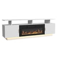thumbnail image 3 of 70'' TV Stand with 36'' Electric Fireplace - 23'' High Black Entertainment Center, Changeable LED Light, Power Outlet, Fits 65''+ TVs, Modern Living Room Console (White), 3 of 10