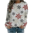 thumbnail image 2 of Azrian Womens Christmas Tops,Women Sleeves Casual Christmas Printing Round Neck Sweatshirt Crewneck Pullover Tunic Tops Plus Size, 2 of 5