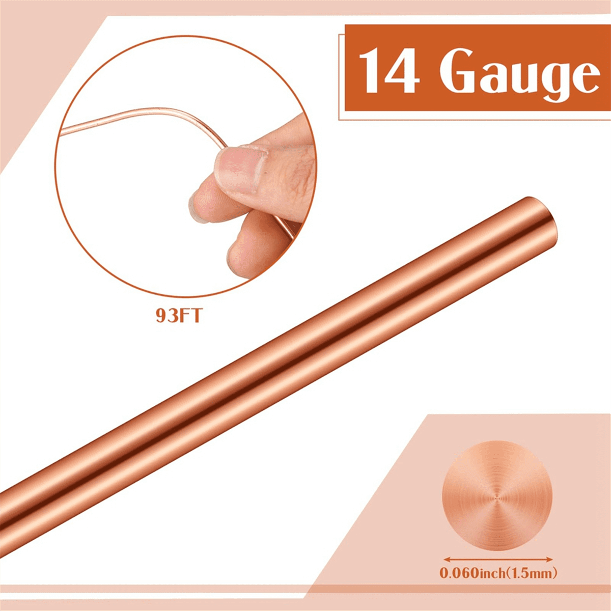 Soft Copper Wire for Electroculture Plants Bare Pure Copper Wire,1 Pound Spool,24 Gauge mj1089