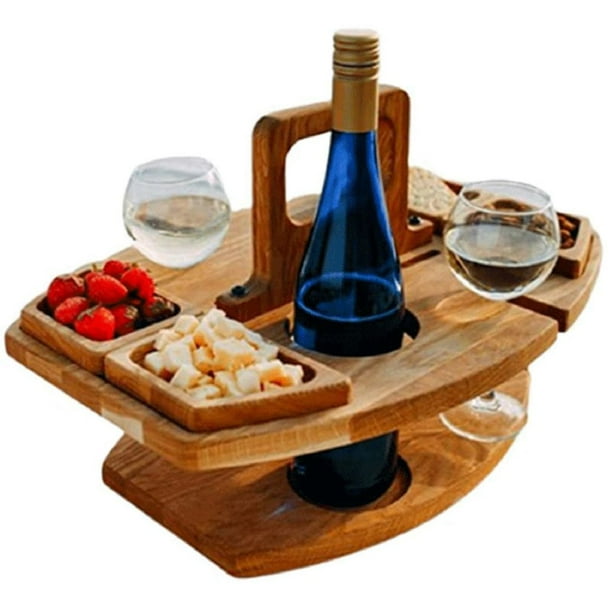 Picnic fruit table, wine table, wooden portable outdoor, 36*31*26 cm