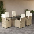 thumbnail image 1 of vidaXL 7 Piece Garden Dining Set with Cushions Beige Poly Rattan, 1 of 5