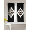 thumbnail image 3 of Black White Beige Boho Curtains 54 Inch Length, Sheer Curtains for Bedroom Living Room Window Western Geometric Aesthetic Rod Pocket Voile Drapes Kitchen Curtains Small Half Window 42"x54" 2 Panels, 3 of 7