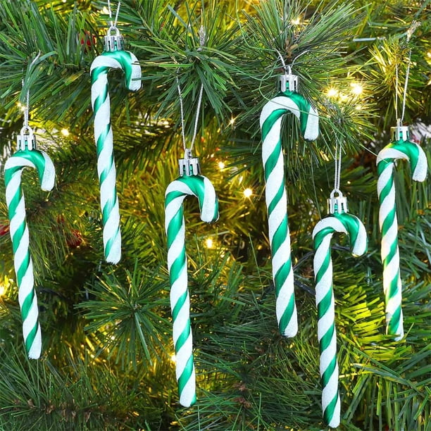 Fiudx Adornos Navideños de Bastones de Caramelo, Adornos de Plástico Irresponsables, Bolas Navideñas con Formas Únicas, Guirnaldas para Árboles de Pared, Decoración Comercial de Alta Gama, Diseño Nav
