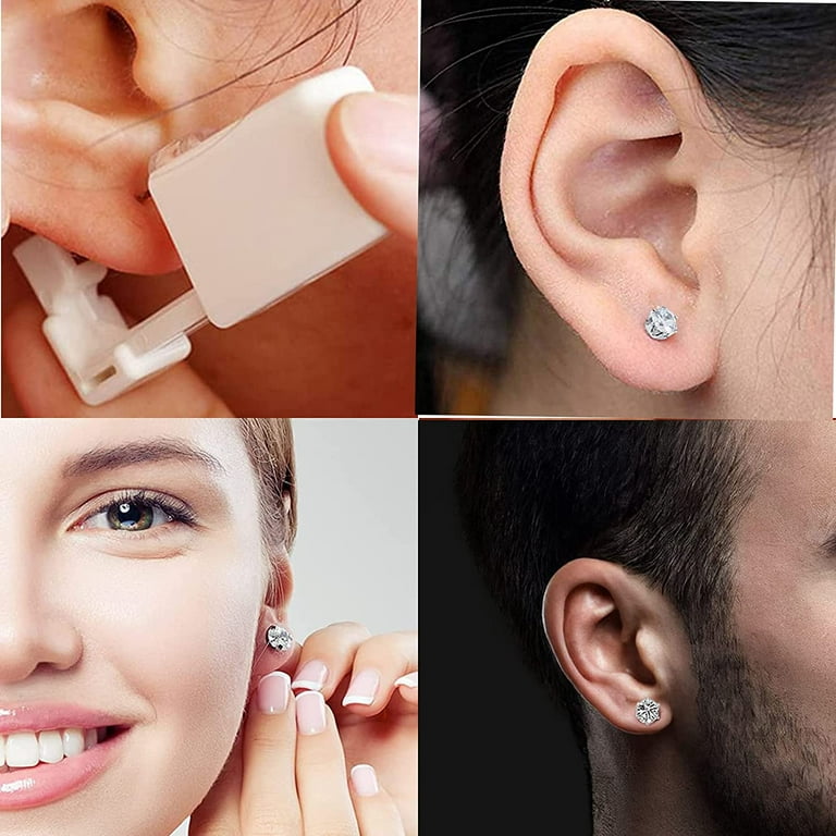 6 Pack Self Ear Piercing Gun Disposable Self Earring Piercing Kit Safety  Ear Piercing Gun Machine Studs Nose CLip Body Jewelry Piercing Tool with  Earring Studs (Pack of 6 Pcs) 