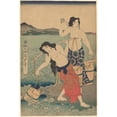 thumbnail image 3 of Utagawa Kunisada (Toyokuni III) 11x14 Black Modern Framed Museum Art Print Titled - The Salt Women (19th Century), 3 of 5