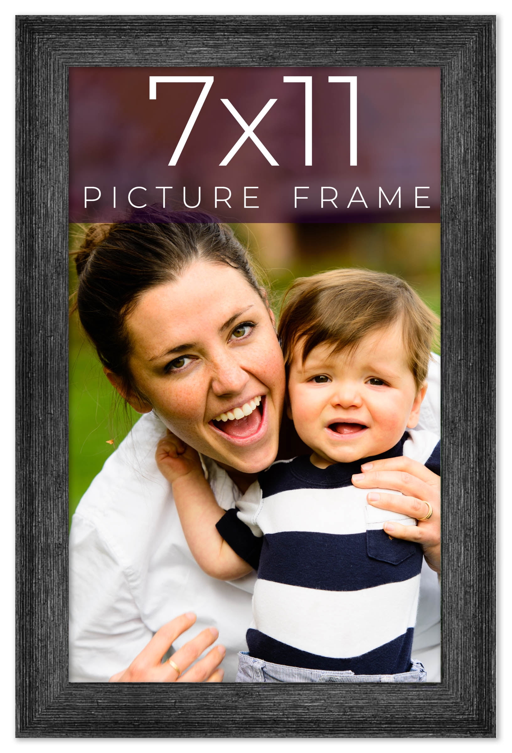 7x11 Frame Black Real Wood Picture Frame Width 1.5 inches Interior