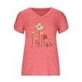 thumbnail image 4 of ICHUANYI Clearance Fashion Women's Summer V-Neck Short Sleeve Print Casual T-shirt Blouse(Pink, XXL) ICHUANYI WER2023081510096, 4 of 5