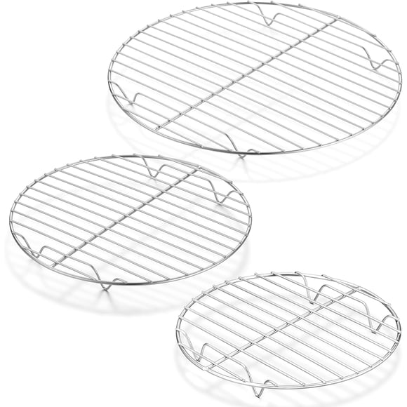 HaWare Grille de Refroidissement Ronde, Grille en Acier Inoxydable pour Cuisson Vapeur Rôtissage Cuisson, Ensemble de 3, Multi-Usage pour Friteuse à Air Chaud Autocuiseur Marmite, Four et Lave-Vaisselle (7.5 + 9 + 10.5 Pouces)