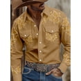 thumbnail image 5 of Men's Western Cowboy Shirts Long Sleeve Slim Fit Embroidered Casual Button-Down Shirts with Pockets for Stylish Outfits Khaki M, 5 of 6
