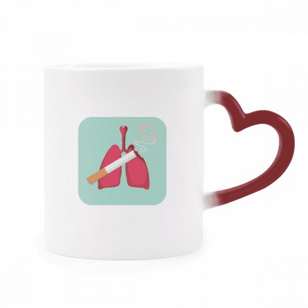 

Logo Cigarette Damage The Lung Heat Sensitive Mug Red Color Changing Stoneware Cup