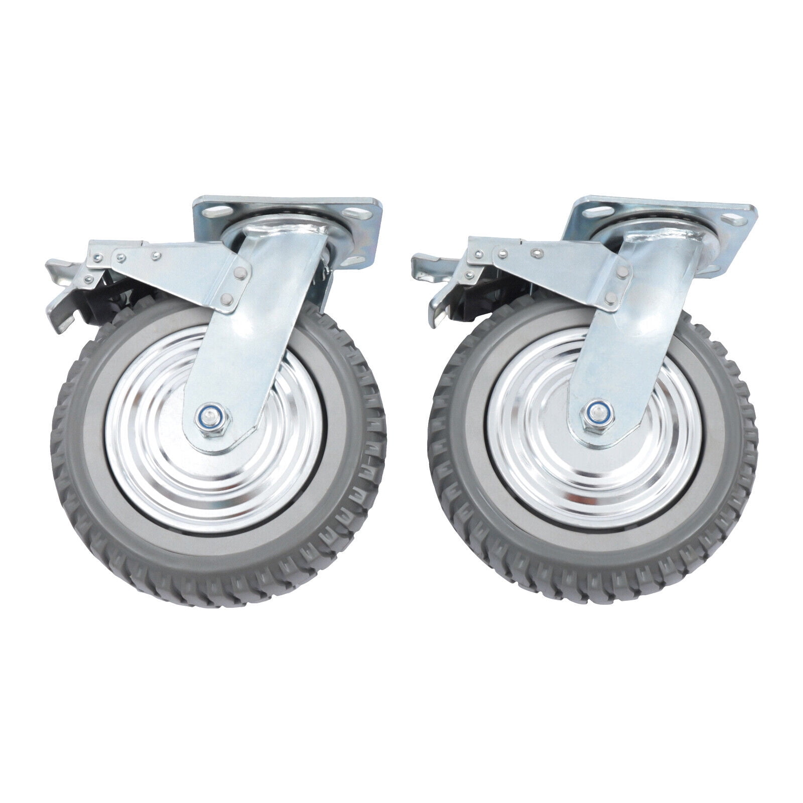 Miumaeov 4PCs 8 inch Dustproof Handling Wheels Fixed+Brake Heavy Duty Solid Caster Wheels
