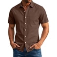 thumbnail image 3 of Miqool Men's Button Up Shirt Short Sleeve Casual Business Dress Top with Chest Pocket Turn Down Collar Lightweight Summer Work Blouse, 3 of 8