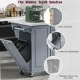 thumbnail image 6 of Harper & Bright Designs Kitchen Island with Storage Tilt Trash Can Cabinet and Pull Out Cabinet Organizer, Rolling Kitchen Island on 5 Wheels with Drop Leaf, Drawers and Door, Grey+Blue, 6 of 18