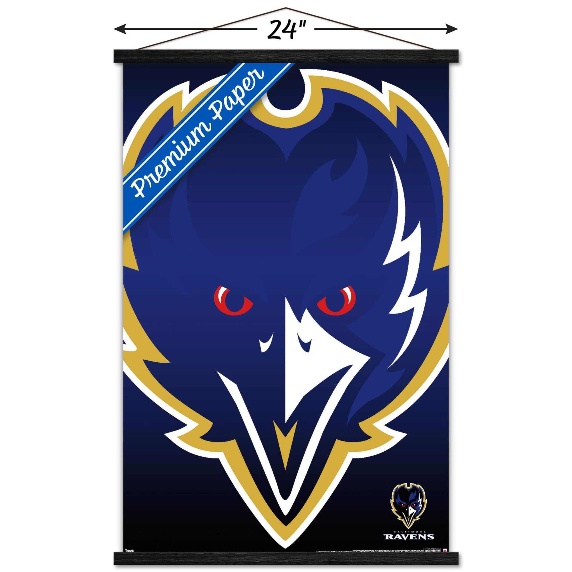 NFL Baltimore Ravens - Logo 14 Wall Poster with Wooden Magnetic Frame, 22.375" x 34"