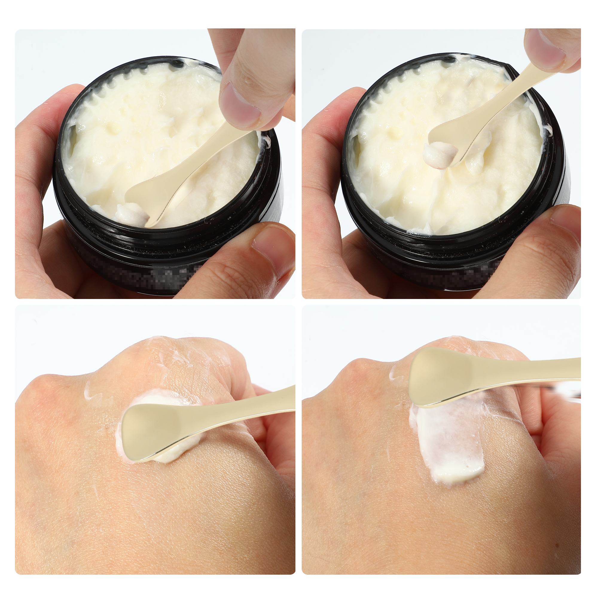 Unique Bargains Portable Reliable Mini Makeup Cosmetic Spoon 2pcs Gold Tone