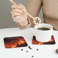thumbnail image 6 of Disketp Fiery Dragons Castle Attack Funny Coasters,6 Pcs Leather Coasters with Holder, Perfect Housewarming Hostess Gifts,Protect Furniture from Water Marks Scratch and Damage,Square, 6 of 7