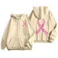 thumbnail image 3 of Breast Cancer Awareness Hoodies for Women 2025 Pink Ribbon Graphic Zip Up Hooded Sweatshirt with Pockets Jackets Coat, 3 of 7
