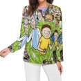 thumbnail image 3 of Rick And Morty Women’s Pajama Top 3D Digital Print Sleepwear Trendy Crewneck Pullovers Long Sleeve Shirts 2XL, 3 of 8