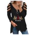 thumbnail image 2 of Pntutb, sudaderas de cuello redondo de Navidad de manga larga para mujer, suéter holgado informal, tops, blusa con estampado de gato y Papá Noel, ropa de otoño Pntutb Pntutb-7219, 2 of 9