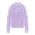 thumbnail image 2 of IVEYRTF Big Kids Boys Girls Double-Faced Fleece Jacket Plush Lined Winter Warm Zipper Hoodless Coat with Pockets for Children 4-14 Years(Purple,5-6 Years), 2 of 5