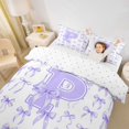 thumbnail image 3 of Manfei Cute Lavender Bow Tie Twin Bedding For Girls,Fashion Letter P Monogram Duvet Cover Set For Kids,Reversible,2pcs(No Comforter), 3 of 6