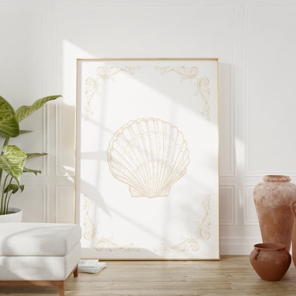 Seashell Coastal Cowgirl Beach Wall Art, Unframed Paper Print Size 8x12